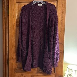 Zenana purple popcorn cardigan, size small